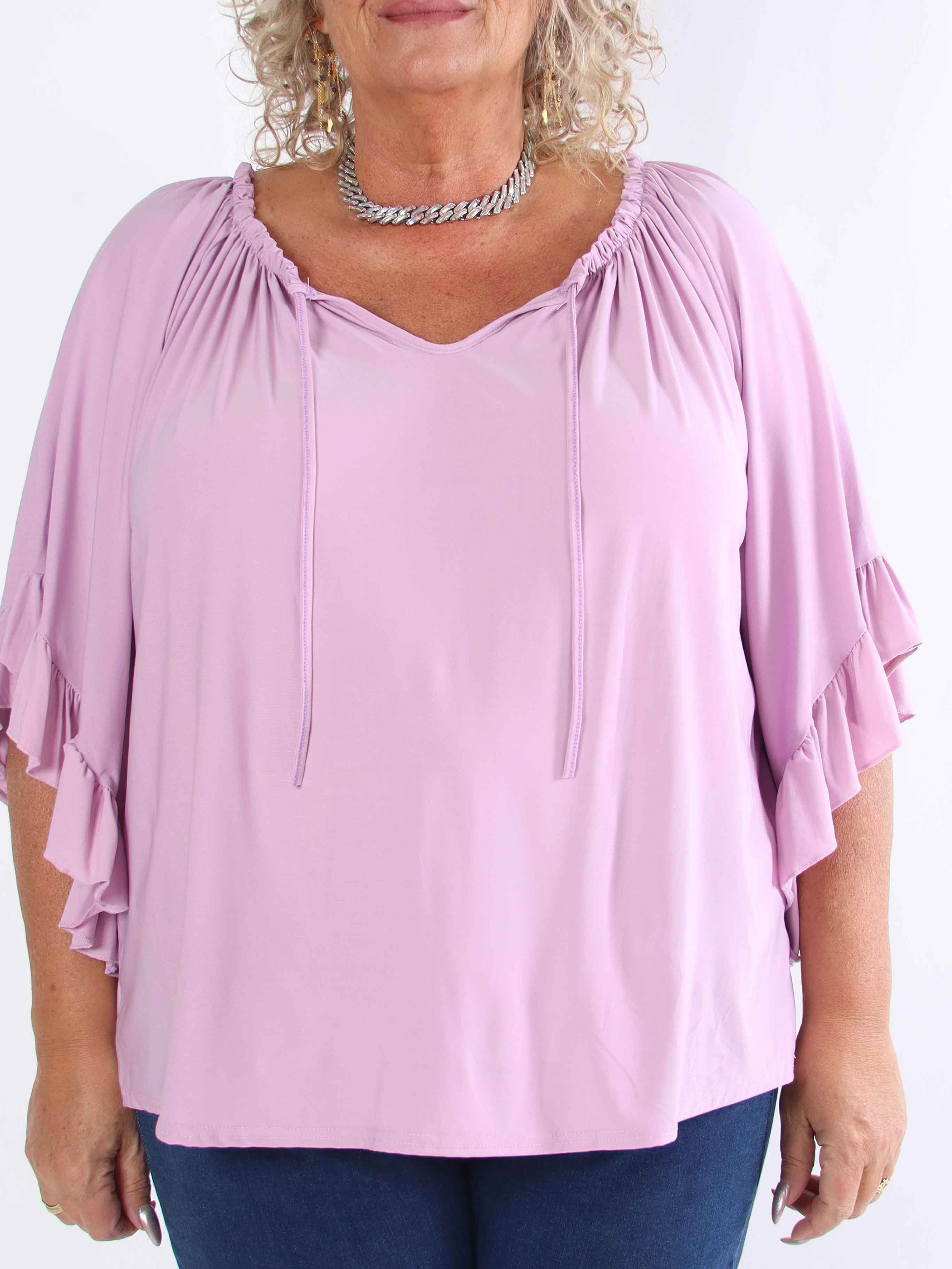 Anneli - Söt elastisk plus size tunika med volangärmar